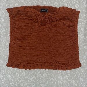 Rue21 Women's Burnt Orange Smocked Crop Top